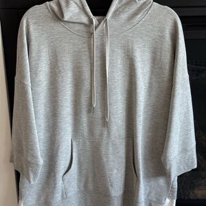 Caslon layered 3/4 sleeve hooded top